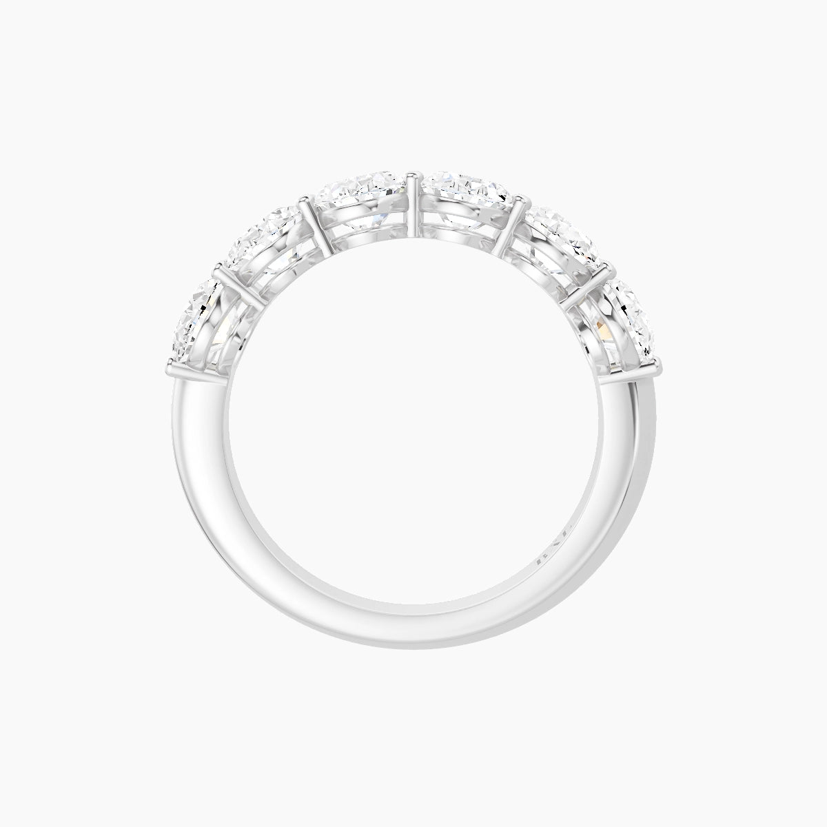 Half Eternity with Shared Prongs Ring | 18k White Gold 6.3 x 4.5 mm Oval White Lab Diamond