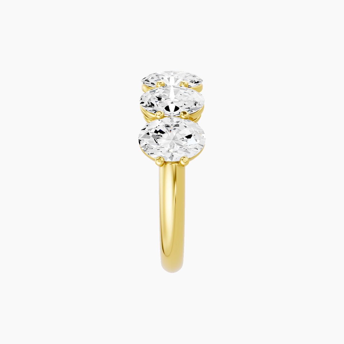 Half Eternity with Shared Prongs Ring | 18k Yellow Gold 6.3 x 4.5 mm Oval White Lab Diamond