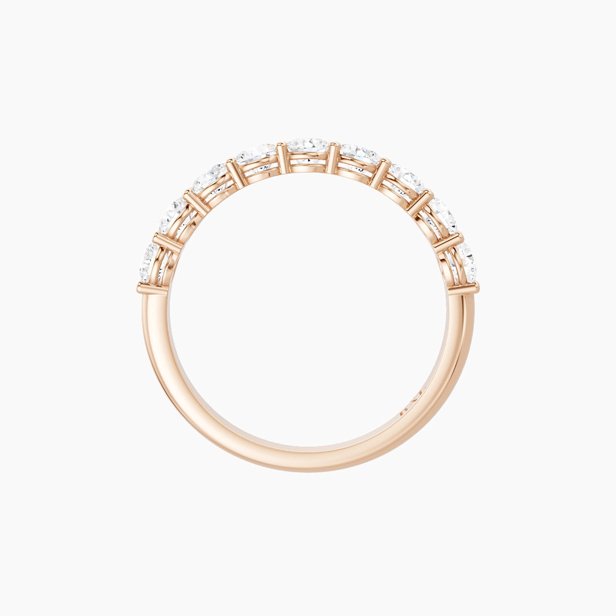Half Eternity with Shared Prongs Ring | 18k Rose Gold 3 mm Round White Lab Diamond
