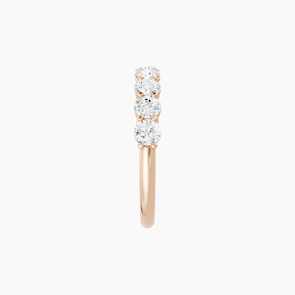 Half Eternity with Shared Prongs Ring | 18k Rose Gold 3 mm Round White Lab Diamond