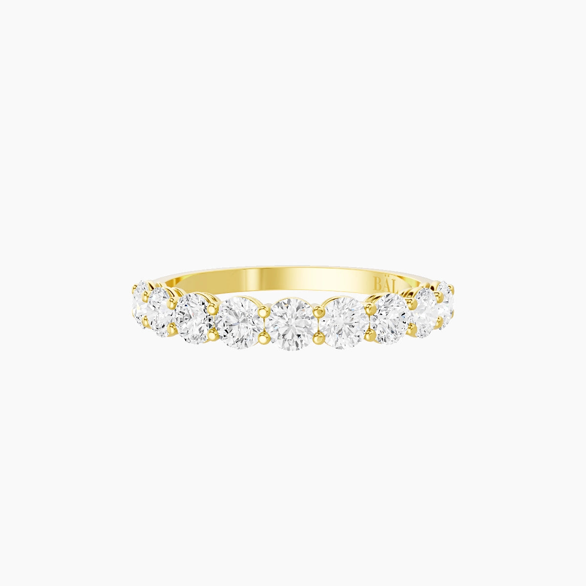 Half Eternity with Shared Prongs Ring | 18k Yellow Gold 3 mm Round White Lab Diamond