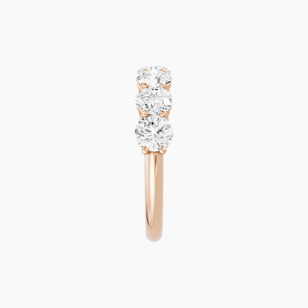 Half Eternity with Shared Prongs Ring | 18k Rose Gold 4 mm Round White Lab Diamond