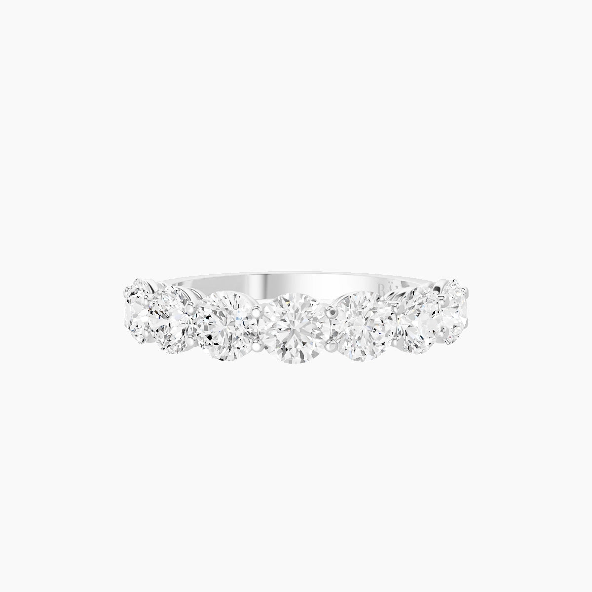 Half Eternity with Shared Prongs Ring | 18k White Gold 4 mm Round White Lab Diamond