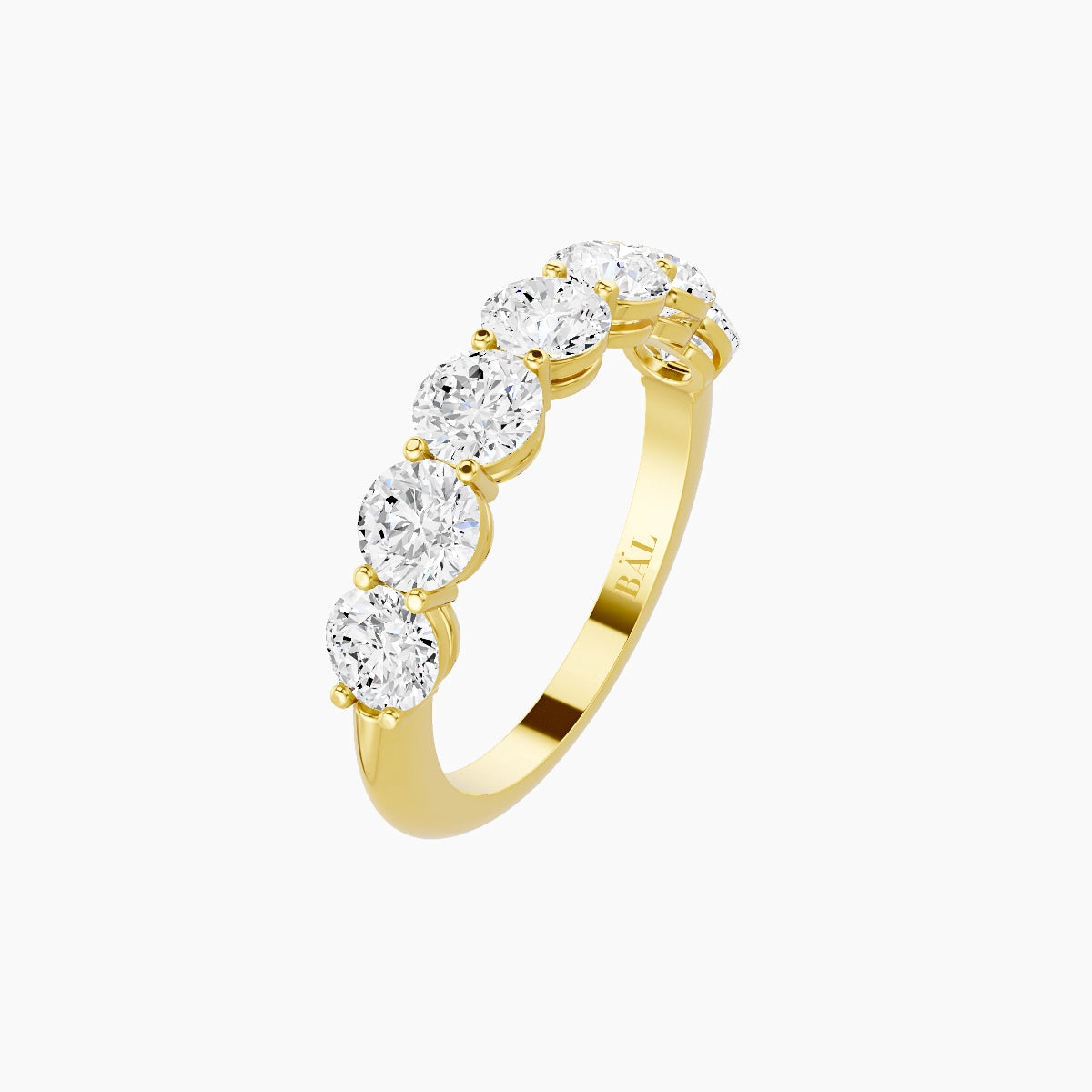Half Eternity with Shared Prongs Ring | 18k Yellow Gold 4 mm Round White Lab Diamond