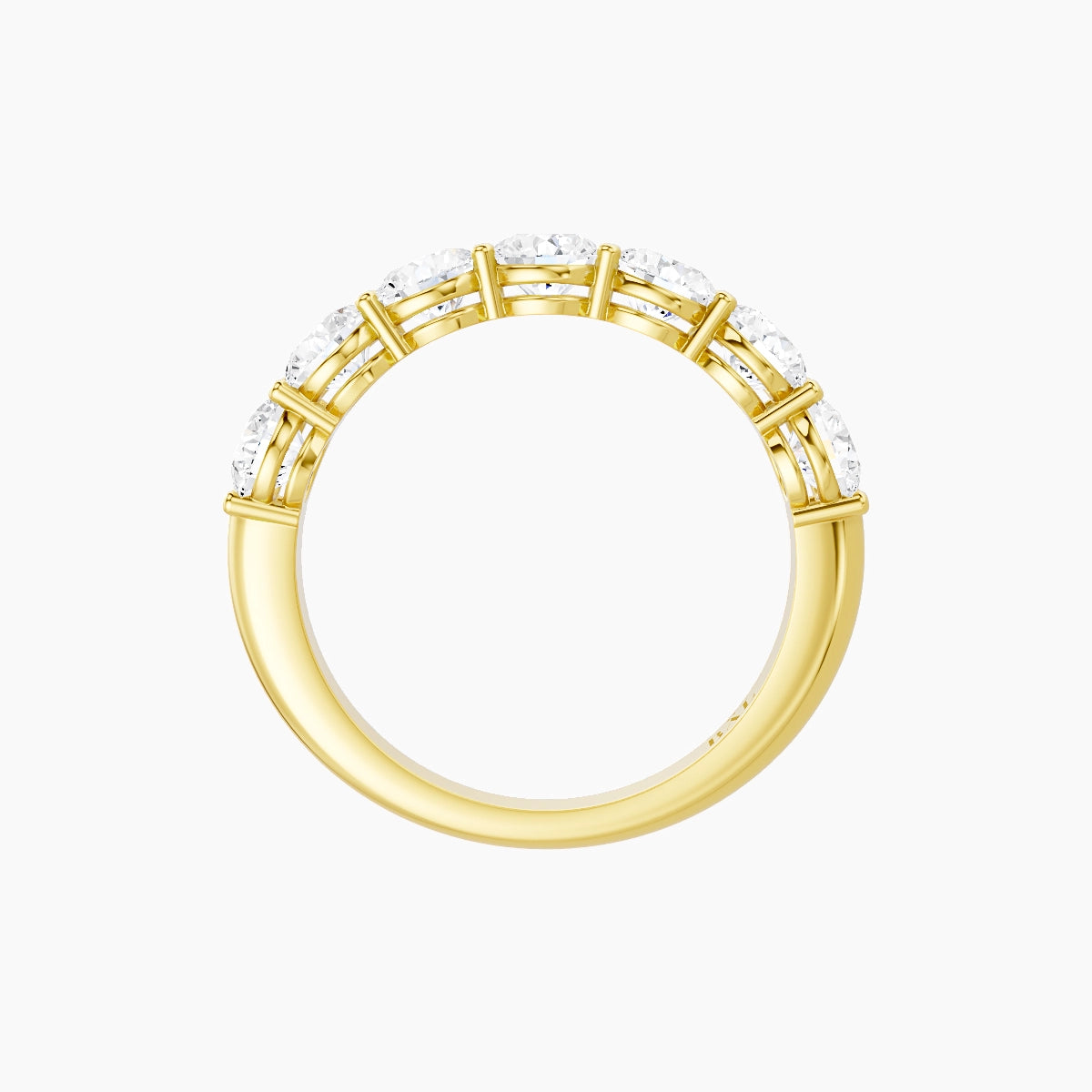 Half Eternity with Shared Prongs Ring | 18k Yellow Gold 4 mm Round White Lab Diamond