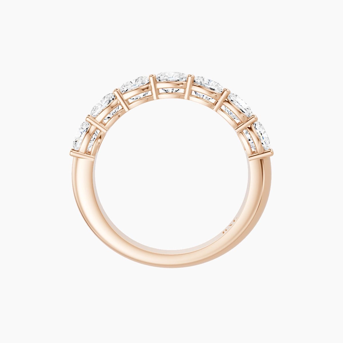 Half Eternity Ring | 18k Rose Gold 3.8 x 3.8 mm Square Cushion White Lab Diamond with Shared Prongs
