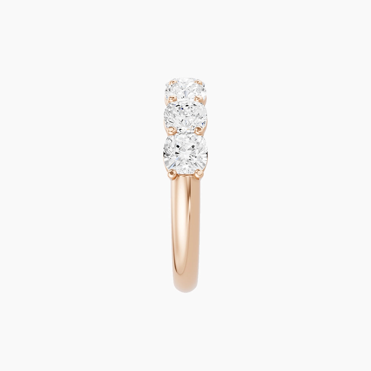 Half Eternity Ring | 18k Rose Gold 3.8 x 3.8 mm Square Cushion White Lab Diamond with Shared Prongs