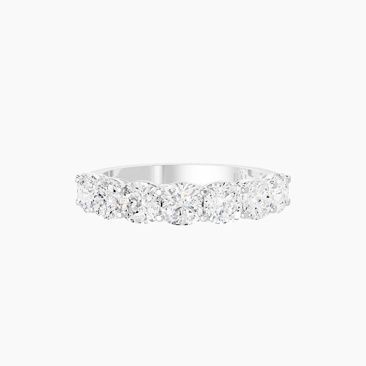 Half Eternity Ring | 18k White Gold 3.8 x 3.8 mm Square Cushion White Lab Diamond with Shared Prongs