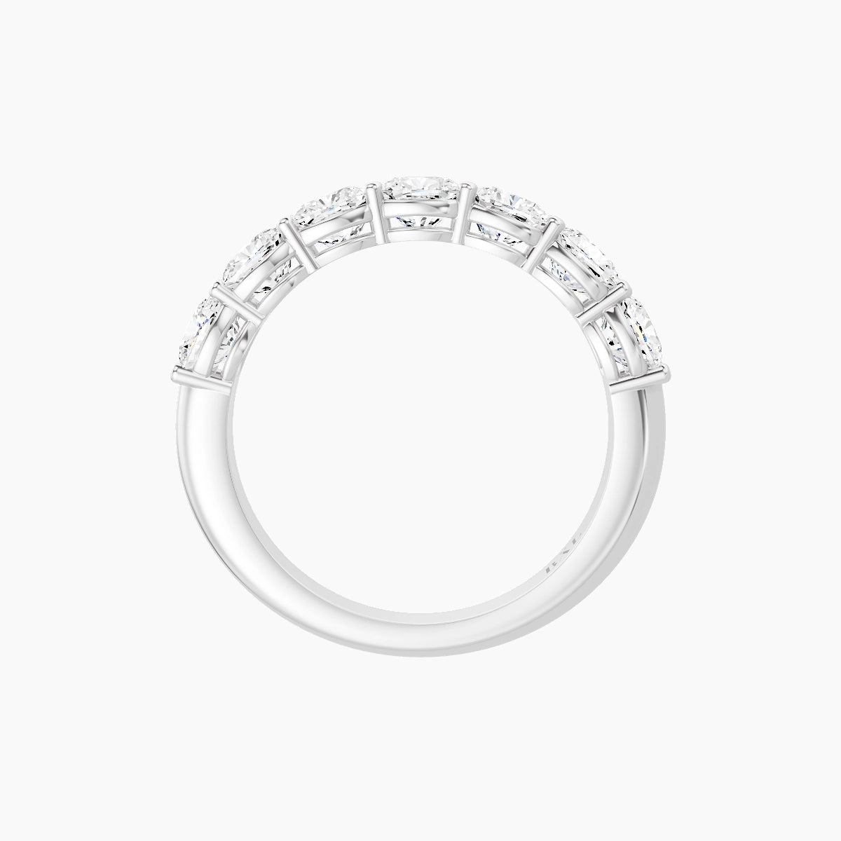 Half Eternity Ring | 18k White Gold 3.8 x 3.8 mm Square Cushion White Lab Diamond with Shared Prongs