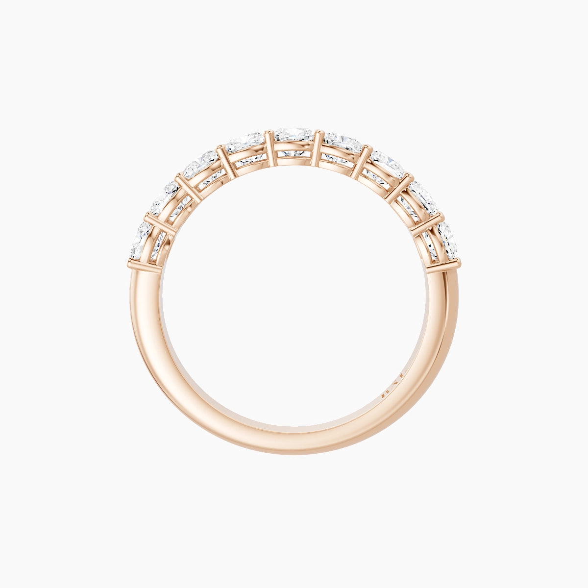 Half Eternity Ring | 18k Rose Gold 3 x 3 mm Square Cushion White Lab Diamond with Shared Prongs