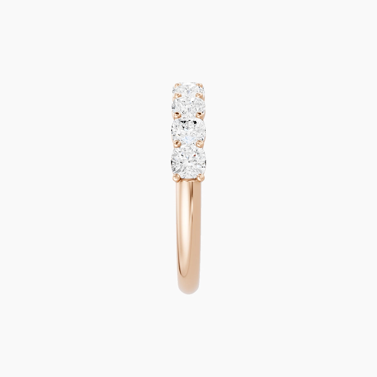 Half Eternity Ring | 18k Rose Gold 3 x 3 mm Square Cushion White Lab Diamond with Shared Prongs