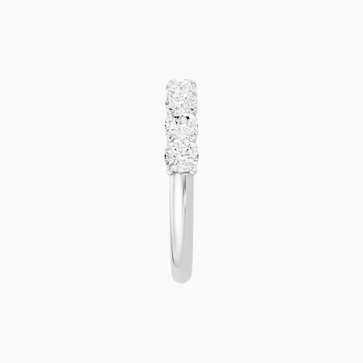 Half Eternity Ring | 18k White Gold 3 x 3 mm Square Cushion White Lab Diamond with Shared Prongs
