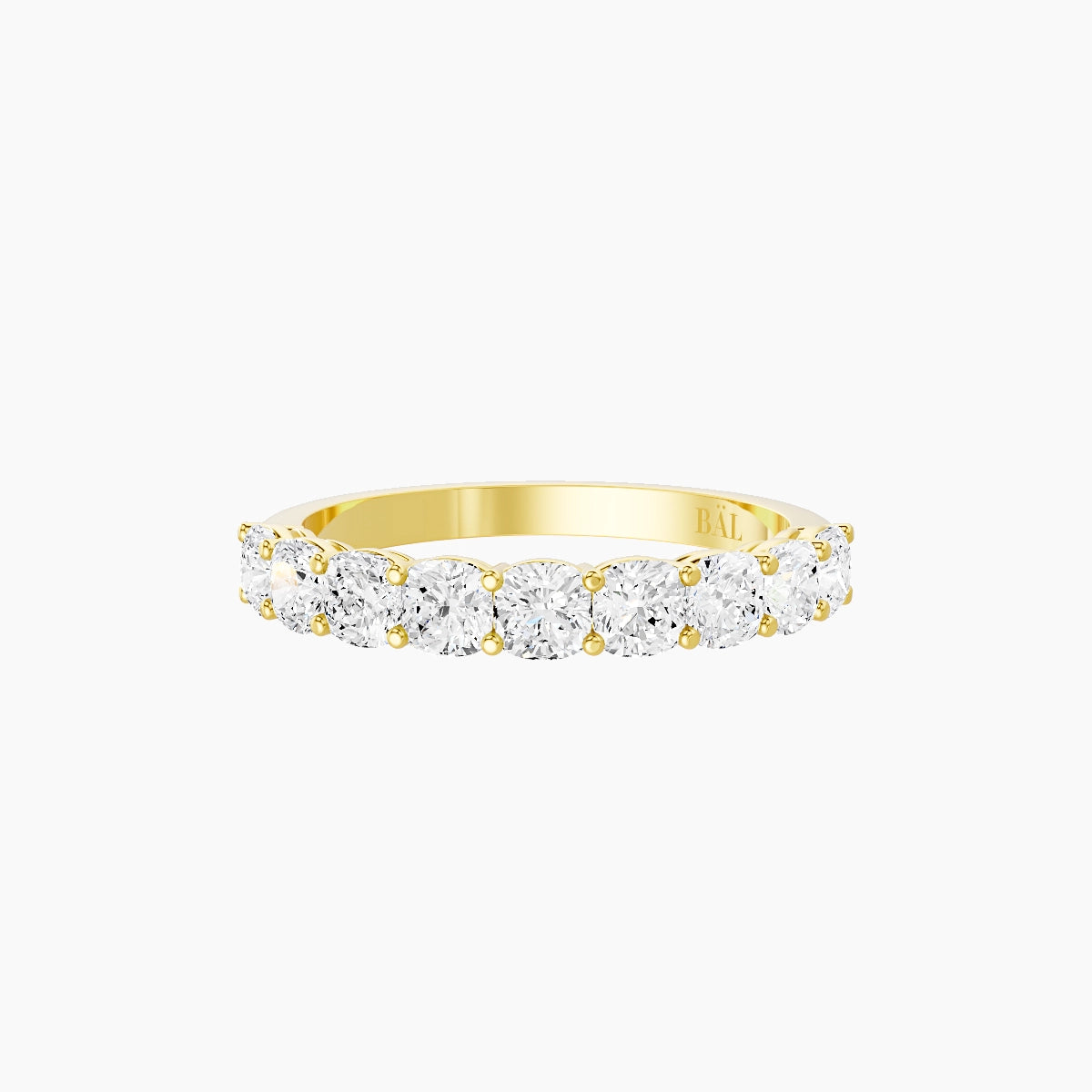 Half Eternity Ring | 18k Yellow Gold 3 x 3 mm Square Cushion White Lab Diamond with Shared Prongs