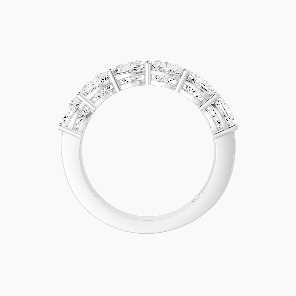 Half Eternity Ring | 18k White Gold 4.5 x 4.5 mm Square Cushion White Lab Diamond with Shared Prongs