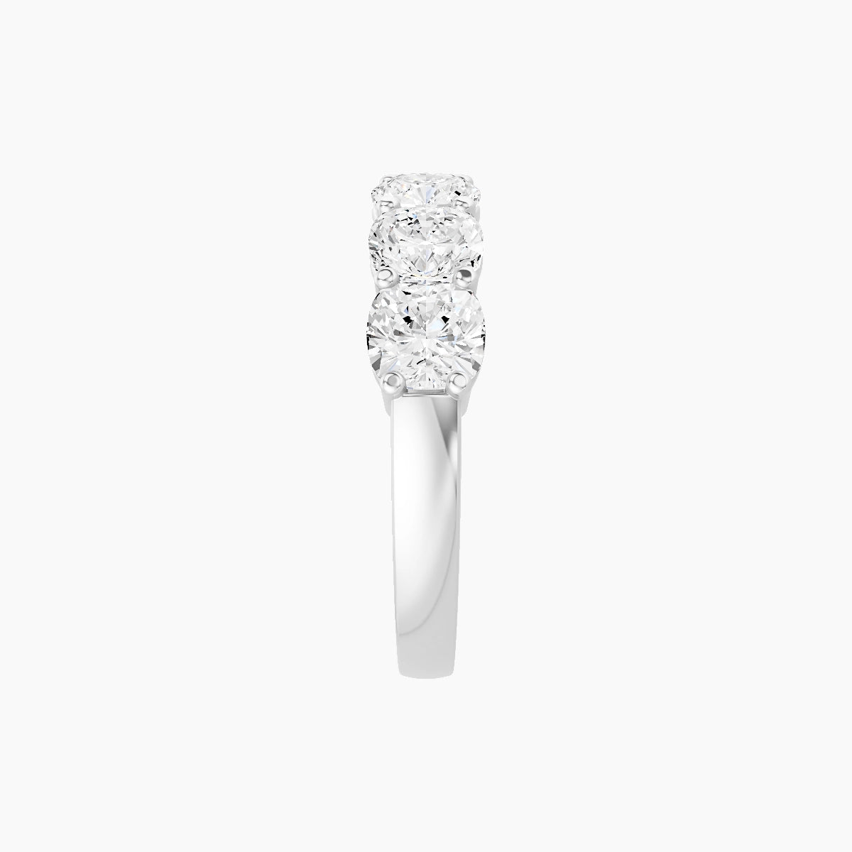 Half Eternity Ring | 18k White Gold 4.5 x 4.5 mm Square Cushion White Lab Diamond with Shared Prongs