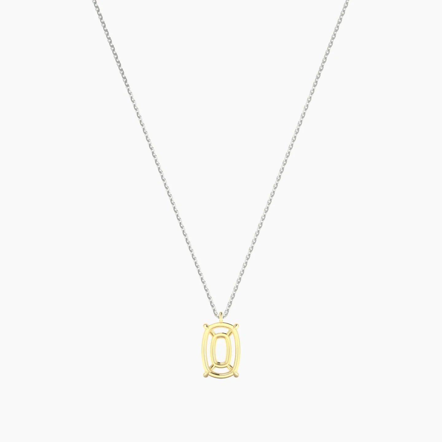 Hanging Solitaire | 18k White & Yellow Gold 3-4.99 ct Cushion Cut Pendant Setting