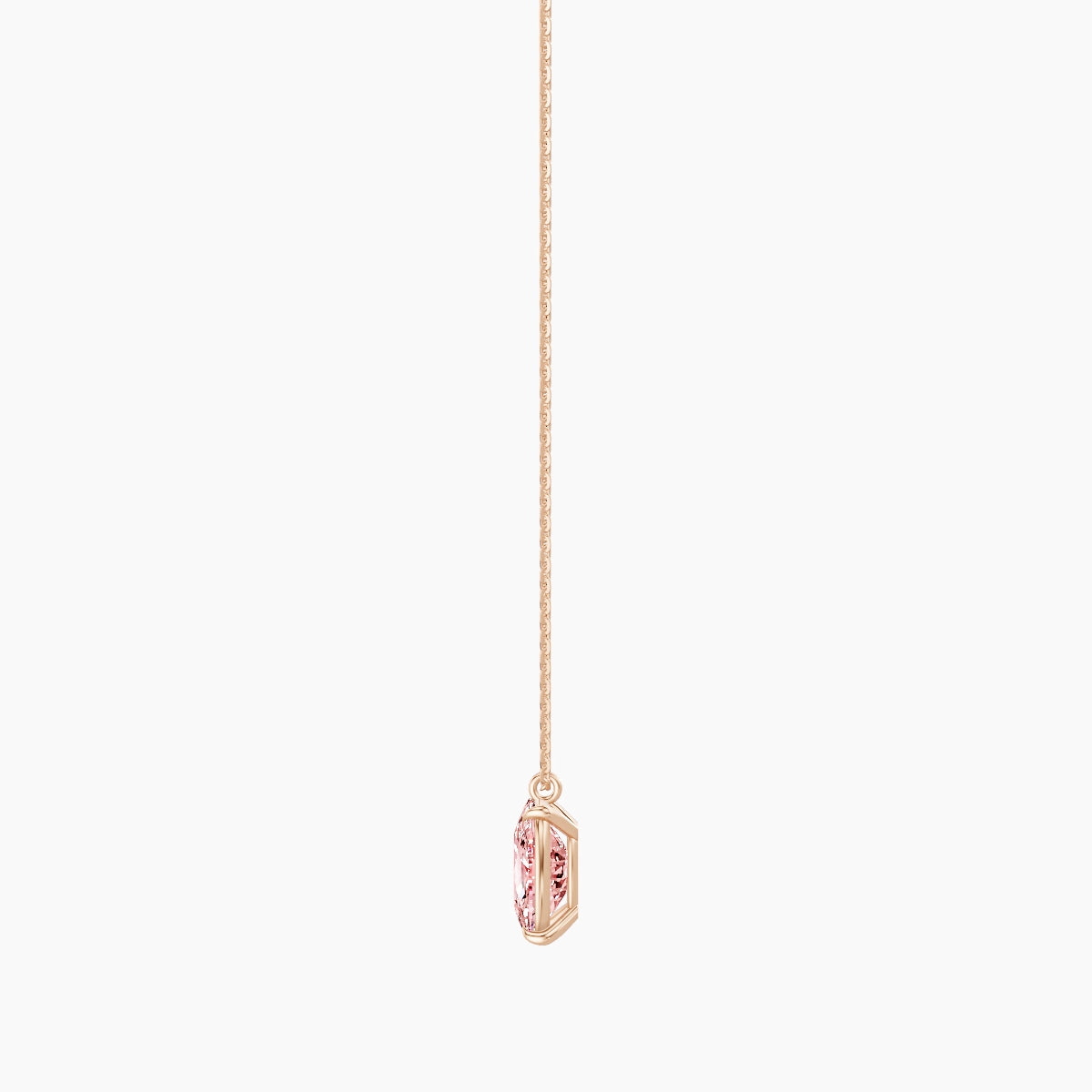 Hanging Solitaire | 18k Rose Gold 3 ct Pink Lab Diamond Cushion Pendant