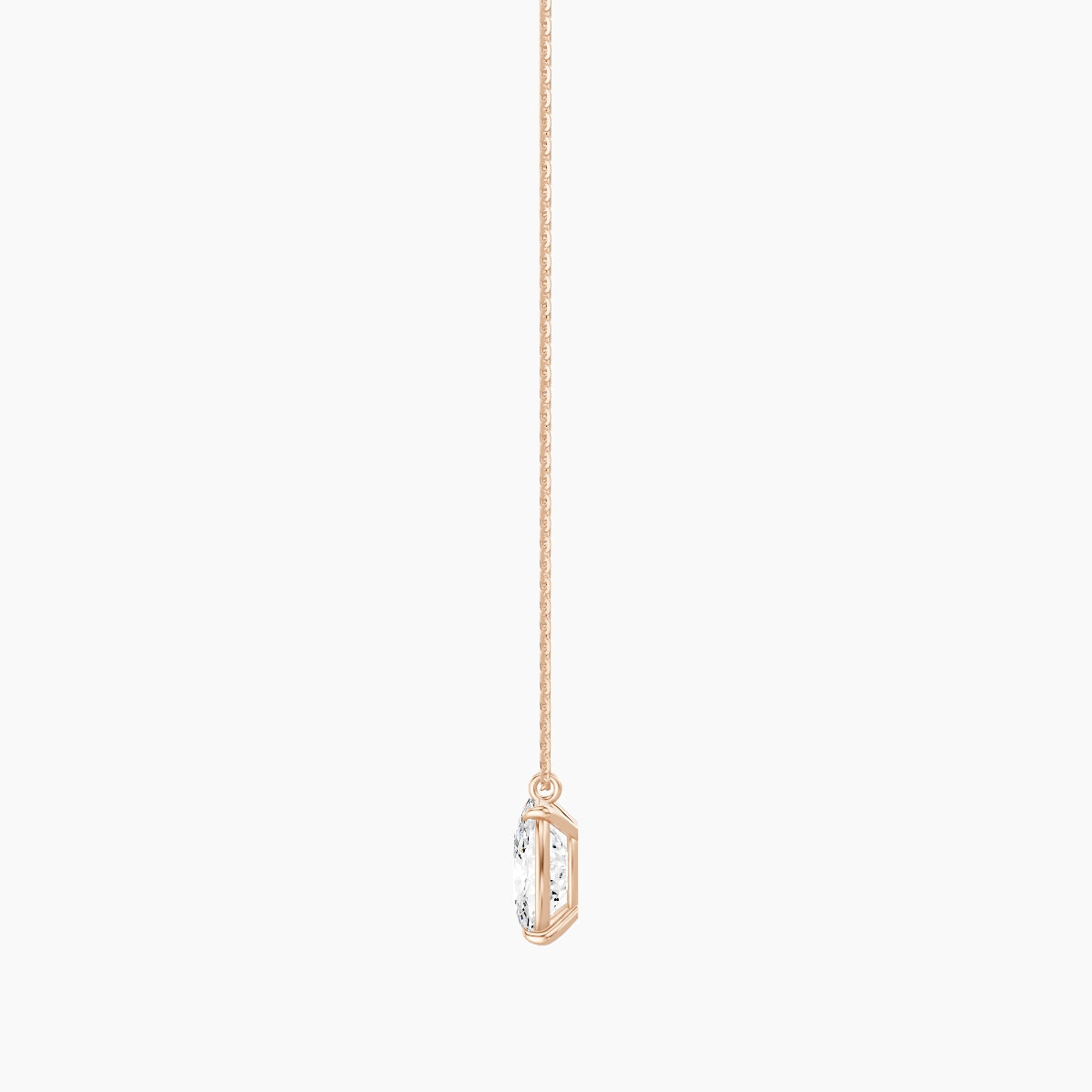 Hanging Solitaire | 18k Rose Gold 3 ct White Lab Diamond Cushion Pendant