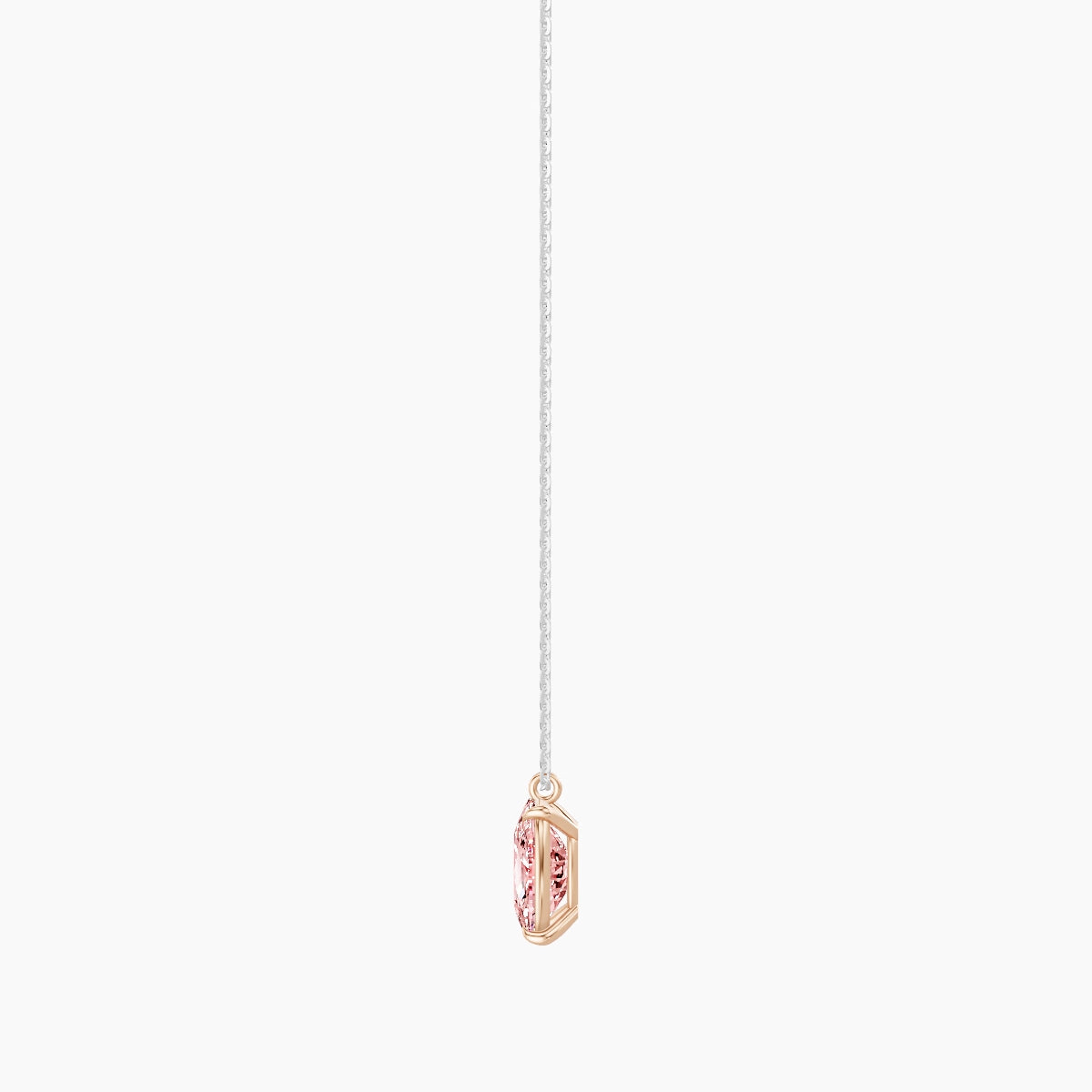 Hanging Solitaire | 18k White & Rose Gold 3 ct Pink Lab Diamond Cushion Pendant