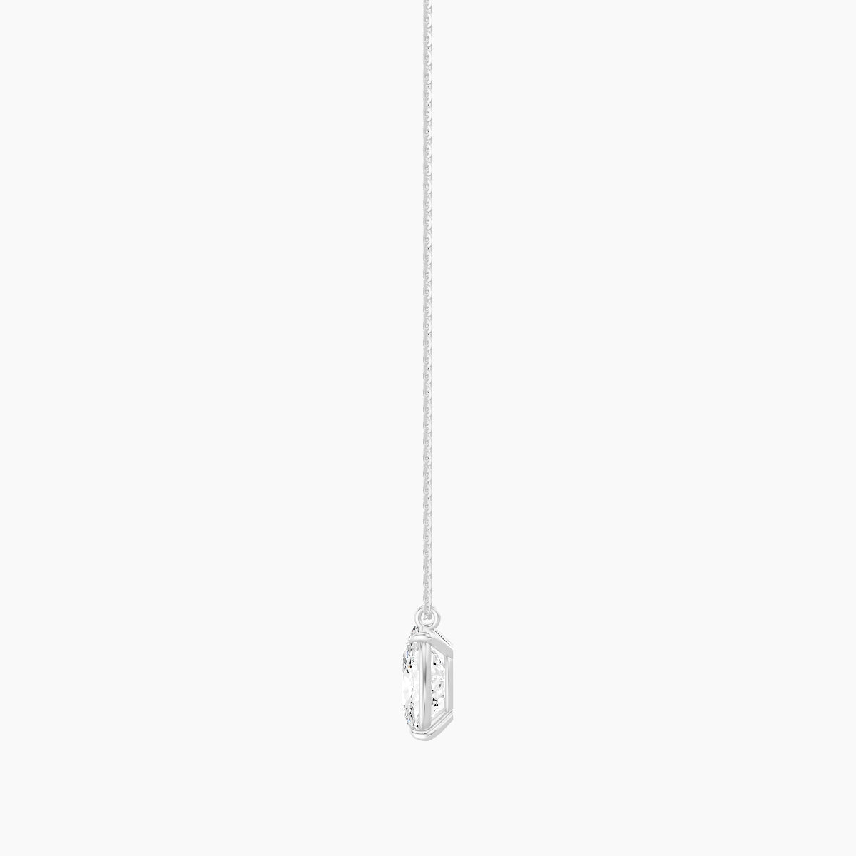 Hanging Solitaire | 18k White Gold 3 ct White Lab Diamond Cushion Pendant