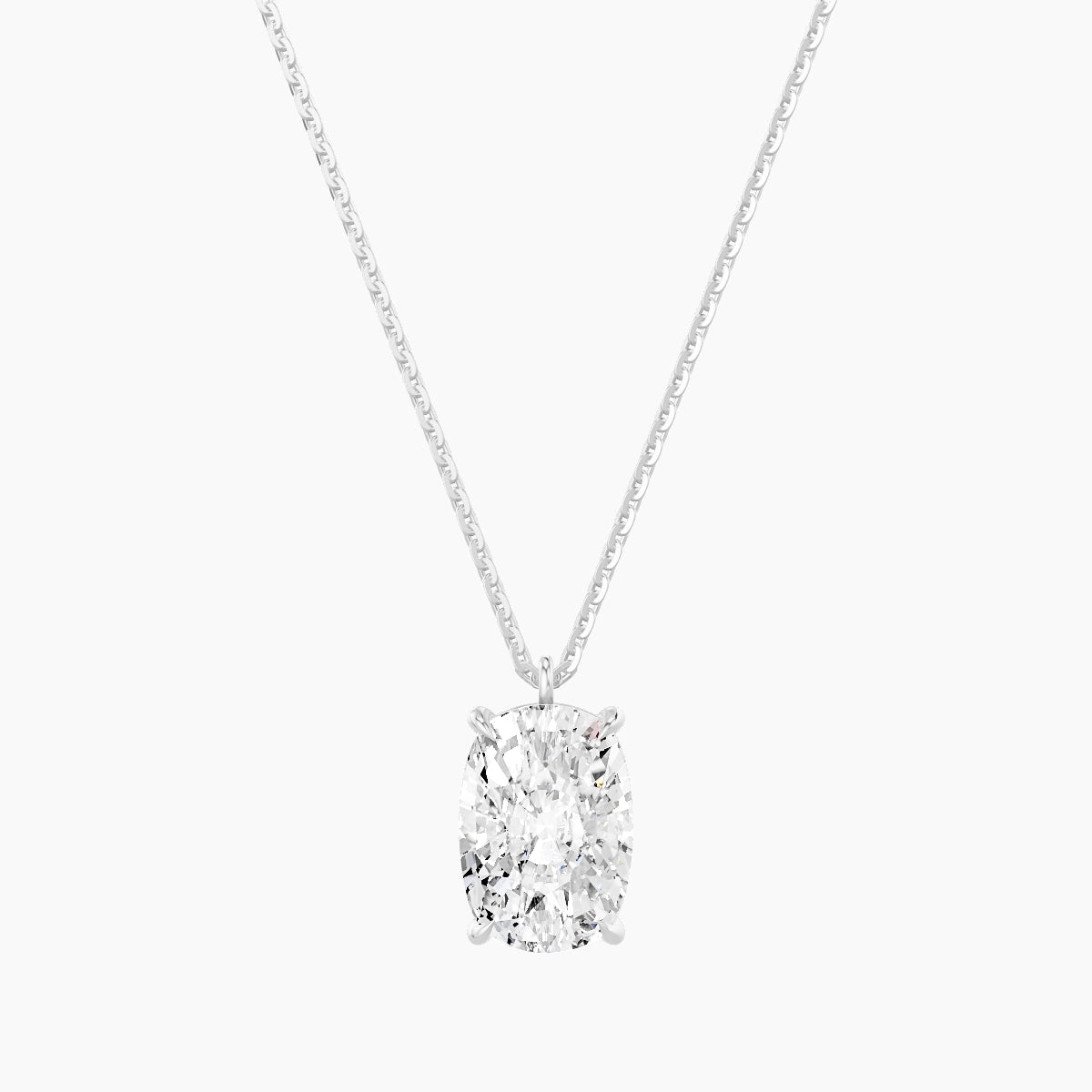 Hanging Solitaire | 18k White Gold 3 ct White Lab Diamond Cushion Pendant