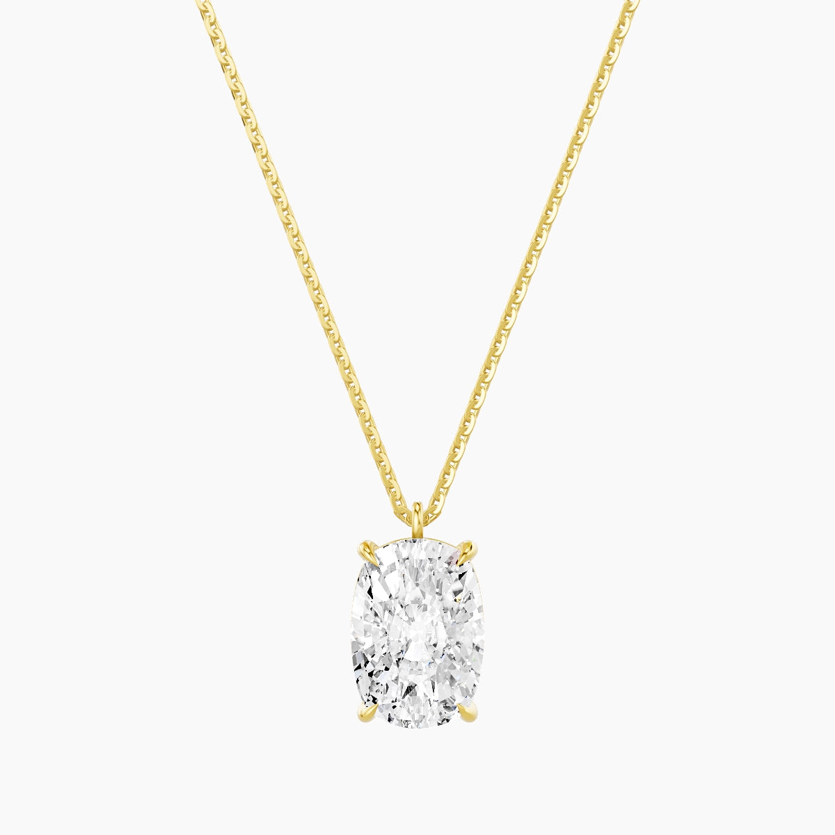 Hanging Solitaire | 18k Yellow Gold 3 ct White Lab Diamond Cushion Pendant