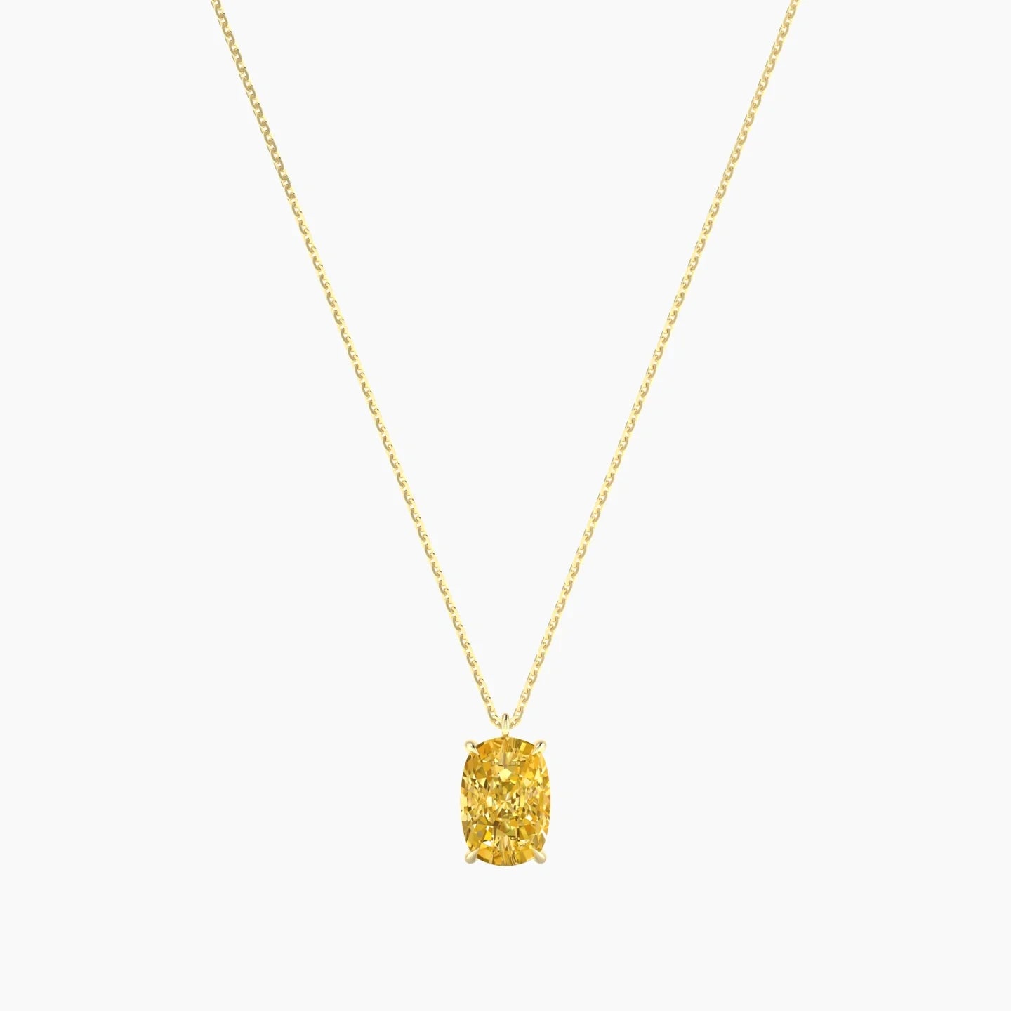 Hanging Solitaire | 18k Yellow Gold 3 ct Yellow Lab Diamond Cushion Cut Pendant