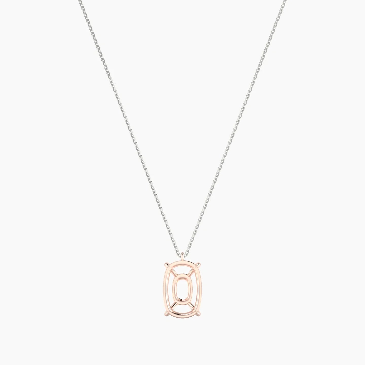 Hanging Solitaire | 18k White & Rose Gold 5-7.99 ct Cushion Cut Pendant Setting