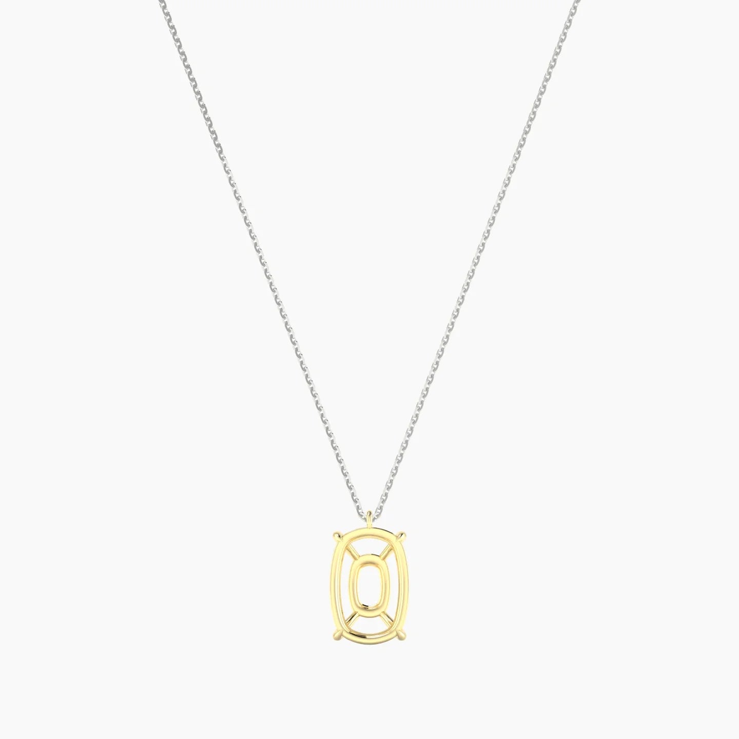 Hanging Solitaire | 18k White & Yellow Gold 5-7.99 ct Cushion Cut Pendant Setting