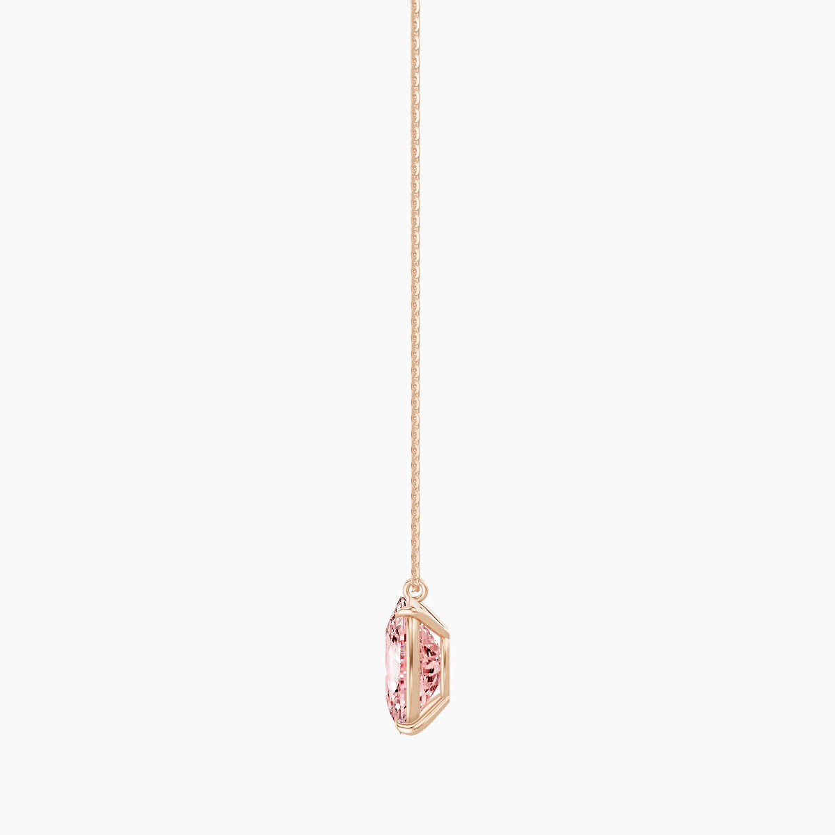 Hanging Solitaire | 18k Rose Gold 5 ct Pink Lab Diamond Cushion Pendant