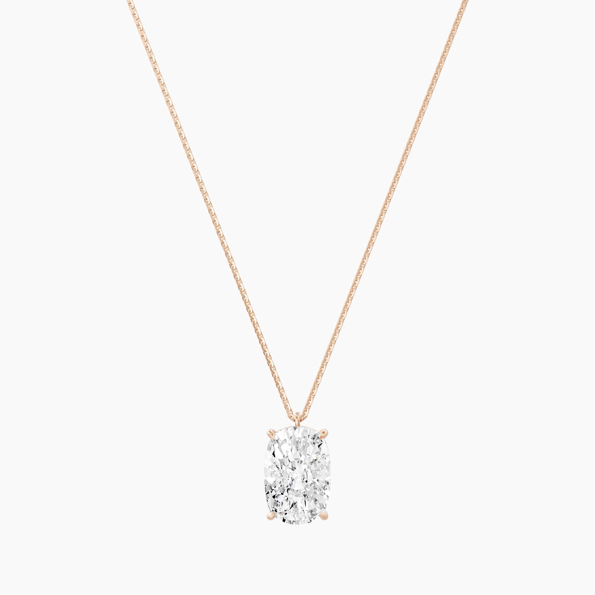 Hanging Solitaire | 18k Rose Gold 5 ct White Lab Diamond Cushion Pendant