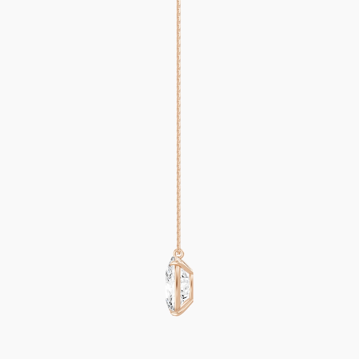 Hanging Solitaire | 18k Rose Gold 5 ct White Lab Diamond Cushion Pendant