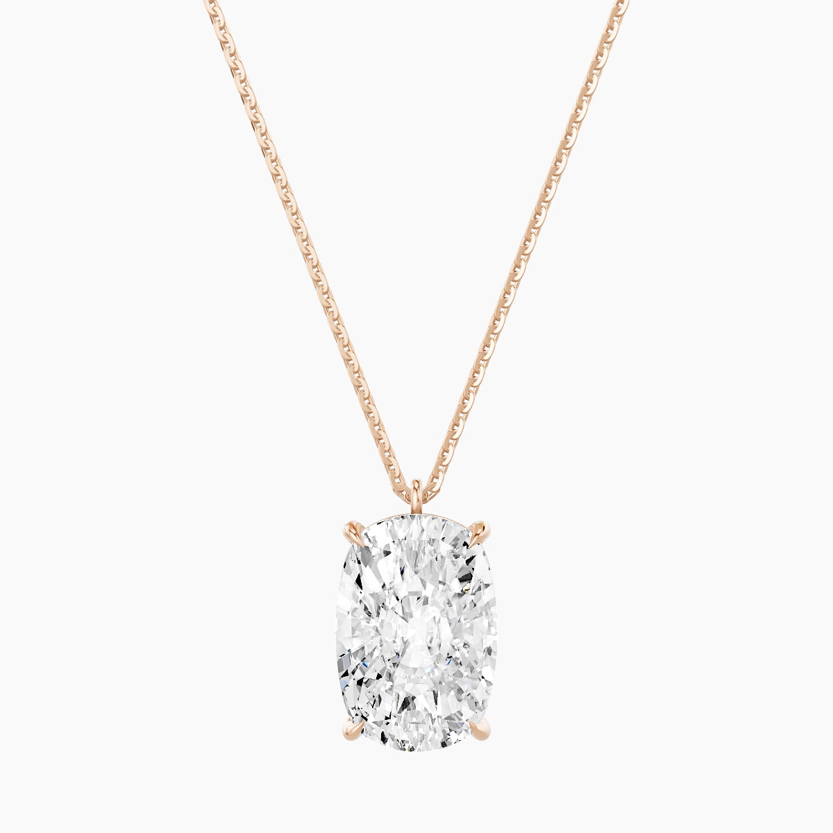 Hanging Solitaire | 18k Rose Gold 5 ct White Lab Diamond Cushion Pendant