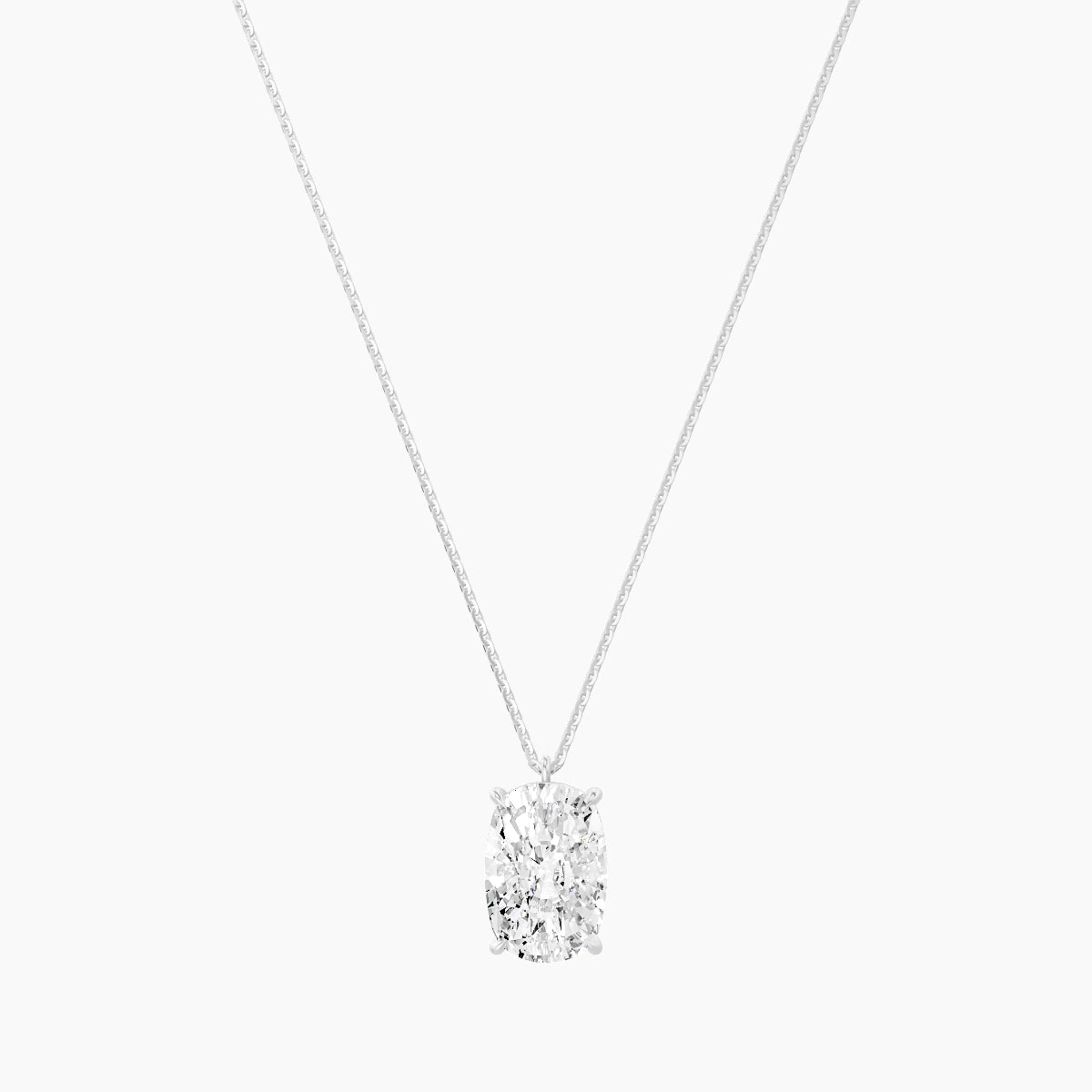 Hanging Solitaire | 18k White Gold 5 ct White Lab Diamond Cushion Pendant