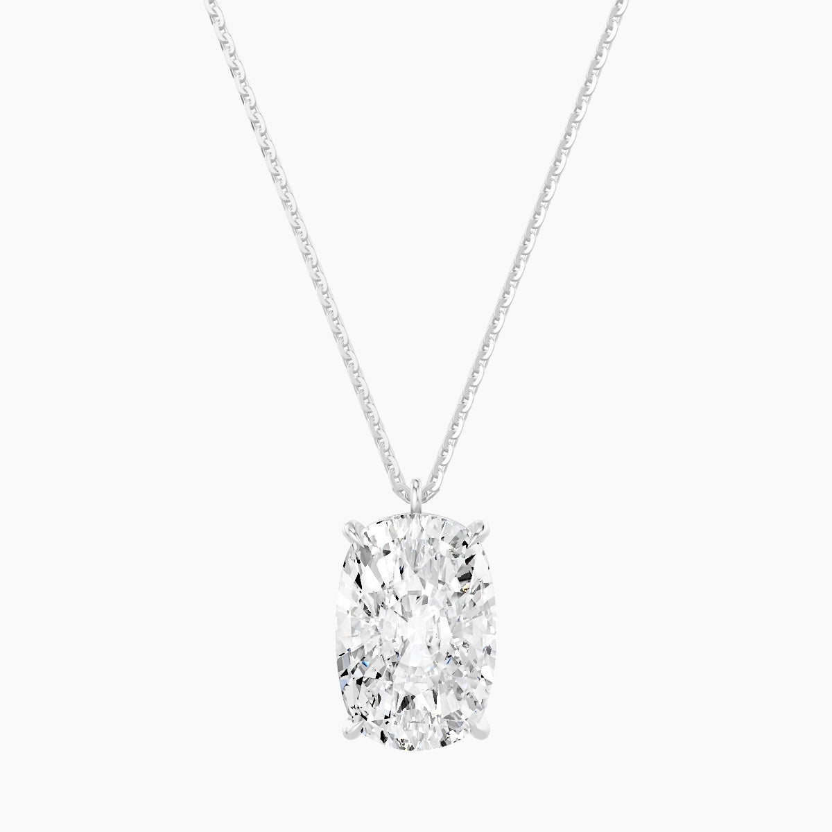 Hanging Solitaire | 18k White Gold 5 ct White Lab Diamond Cushion Pendant