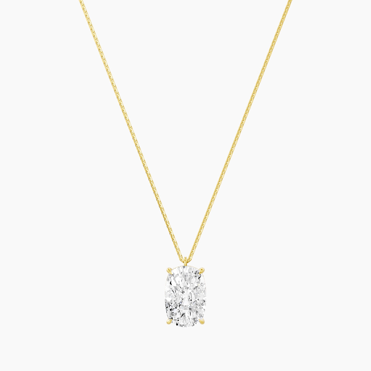 Hanging Solitaire | 18k Yellow Gold 5 ct White Lab Diamond Cushion Pendant