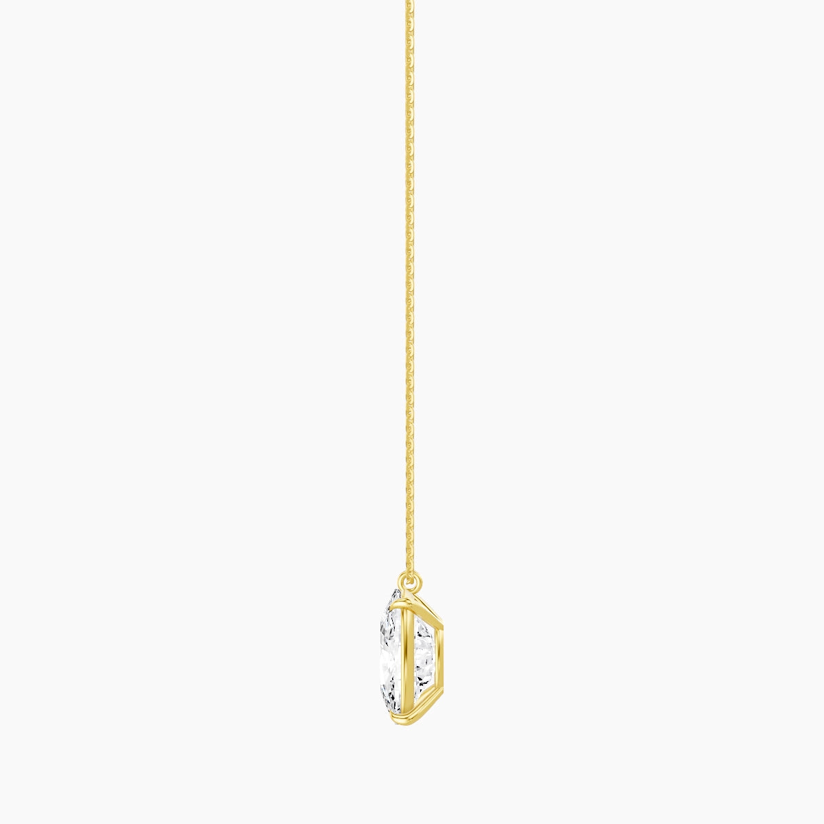 Hanging Solitaire | 18k Yellow Gold 5 ct White Lab Diamond Cushion Pendant