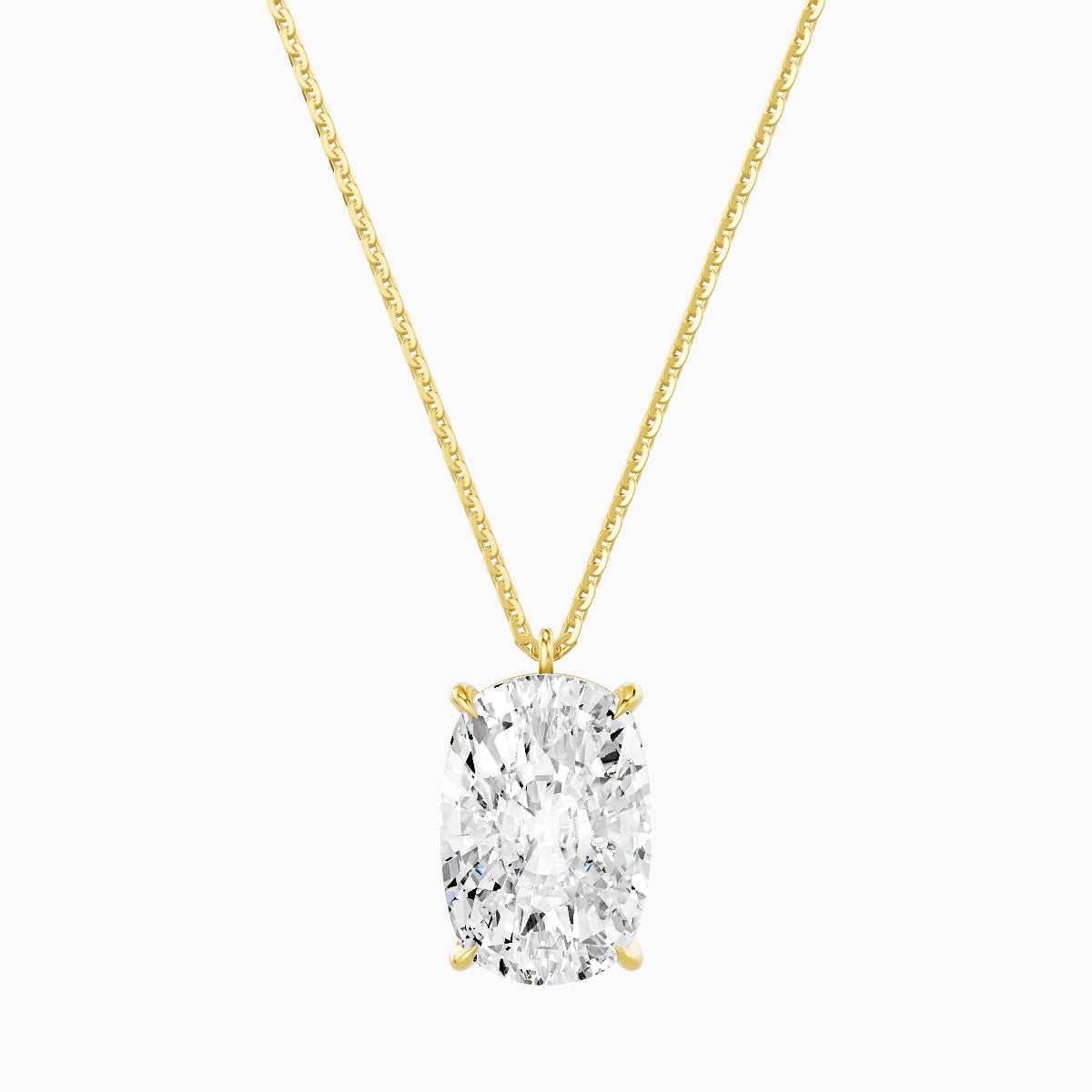 Hanging Solitaire | 18k Yellow Gold 5 ct White Lab Diamond Cushion Pendant