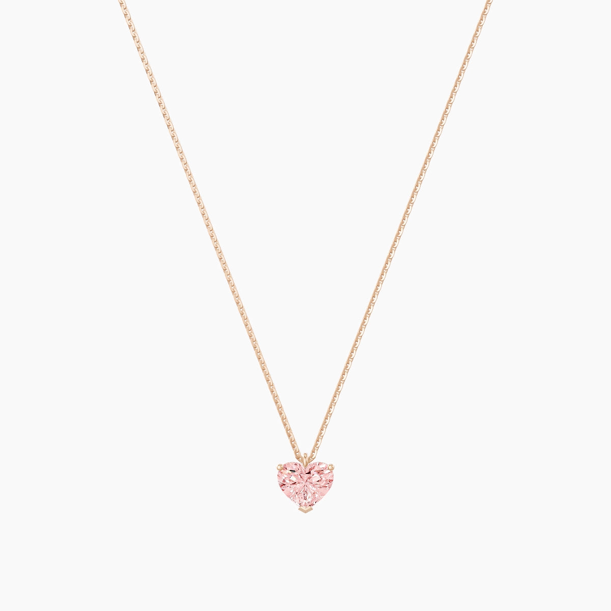 Hanging Solitaire | 18k Rose Gold 1 ct Pink Lab Diamond Heart Pendant