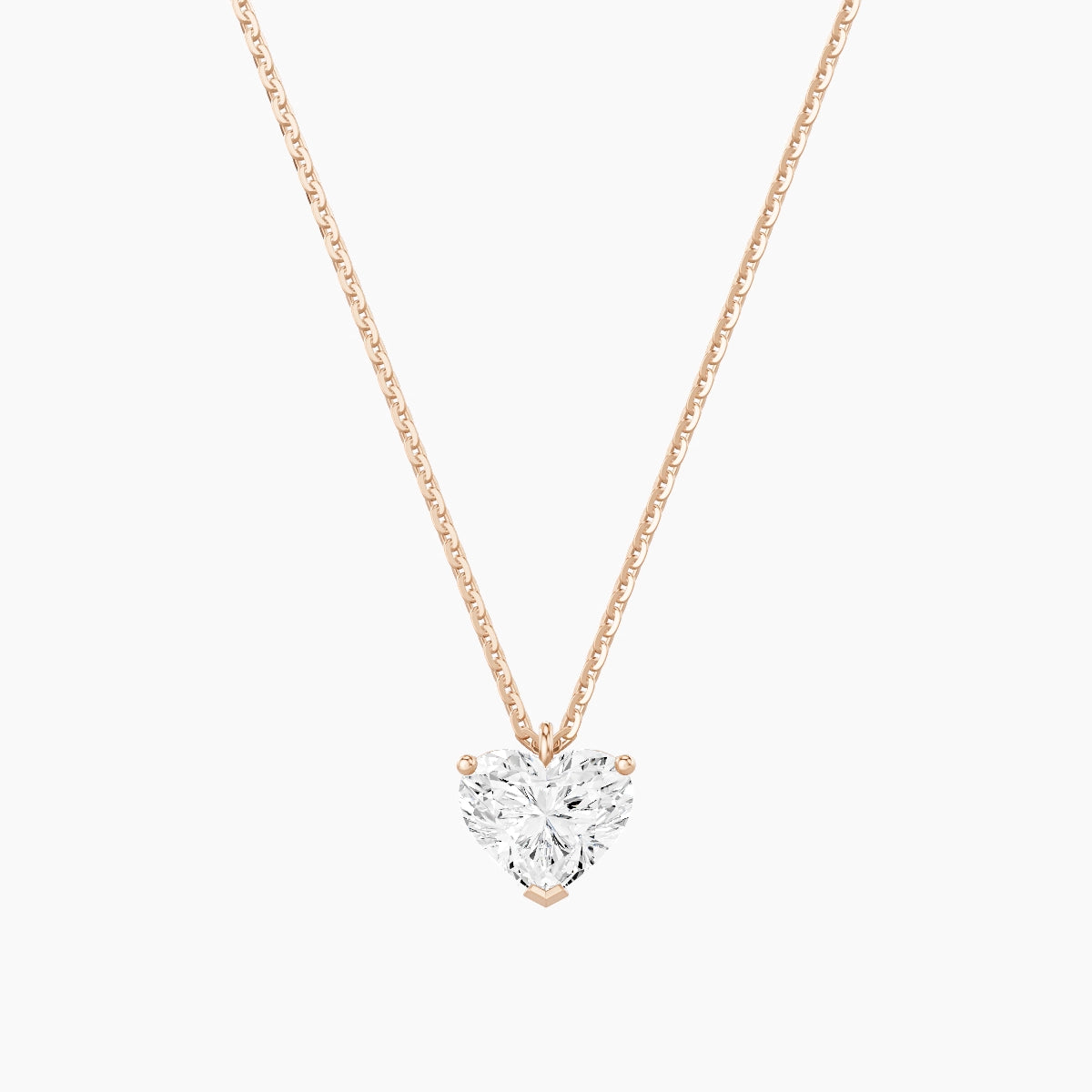 Hanging Solitaire | 18k Rose Gold 1 ct White Lab Diamond Heart Pendant