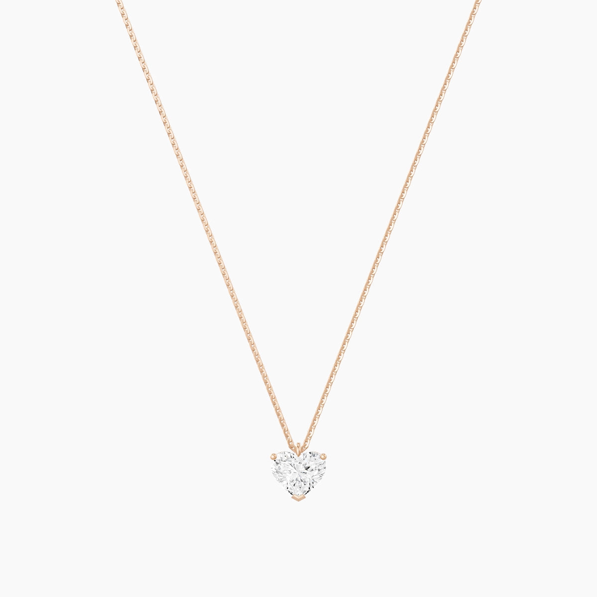 Hanging Solitaire | 18k Rose Gold 1 ct White Lab Diamond Heart Pendant