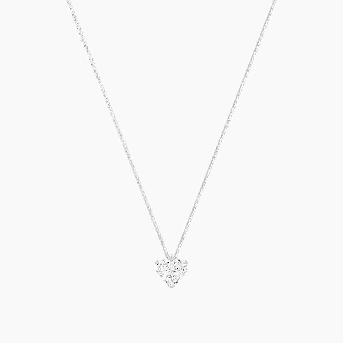 Hanging Solitaire | 18k White Gold 1 ct White Lab Diamond Heart Pendant