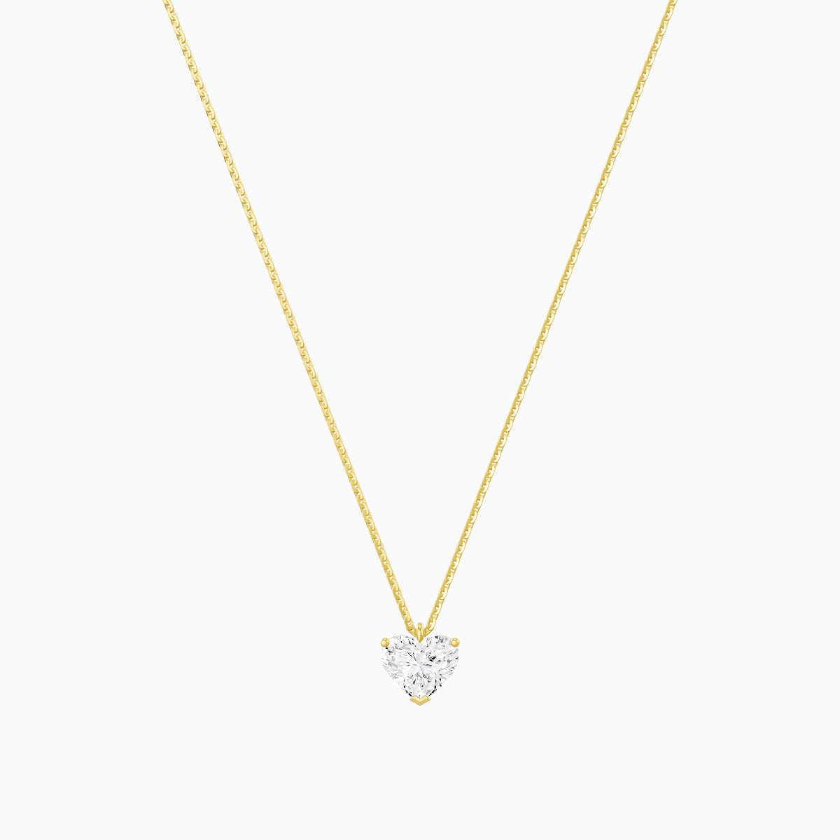 Hanging Solitaire | 18k Yellow Gold 1 ct White Lab Diamond Heart Pendant