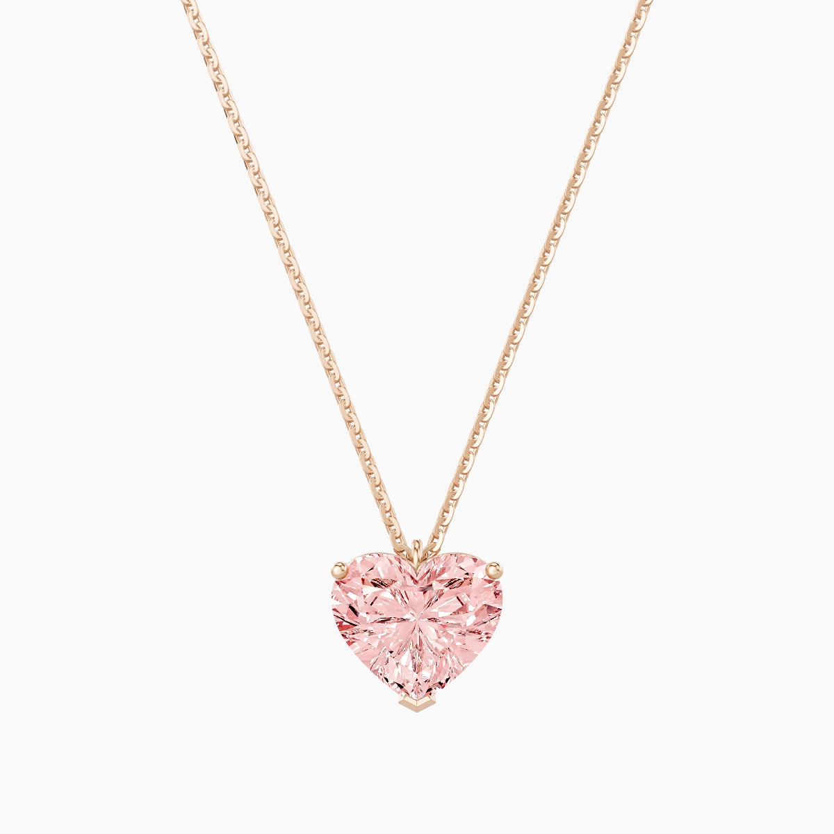 Hanging Solitaire | 18k Rose Gold 2 ct Pink Lab Diamond Heart Pendant