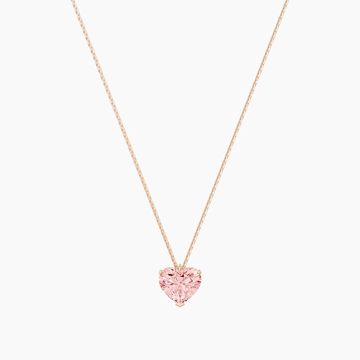 Hanging Solitaire | 18k Rose Gold 2 ct Pink Lab Diamond Heart Pendant
