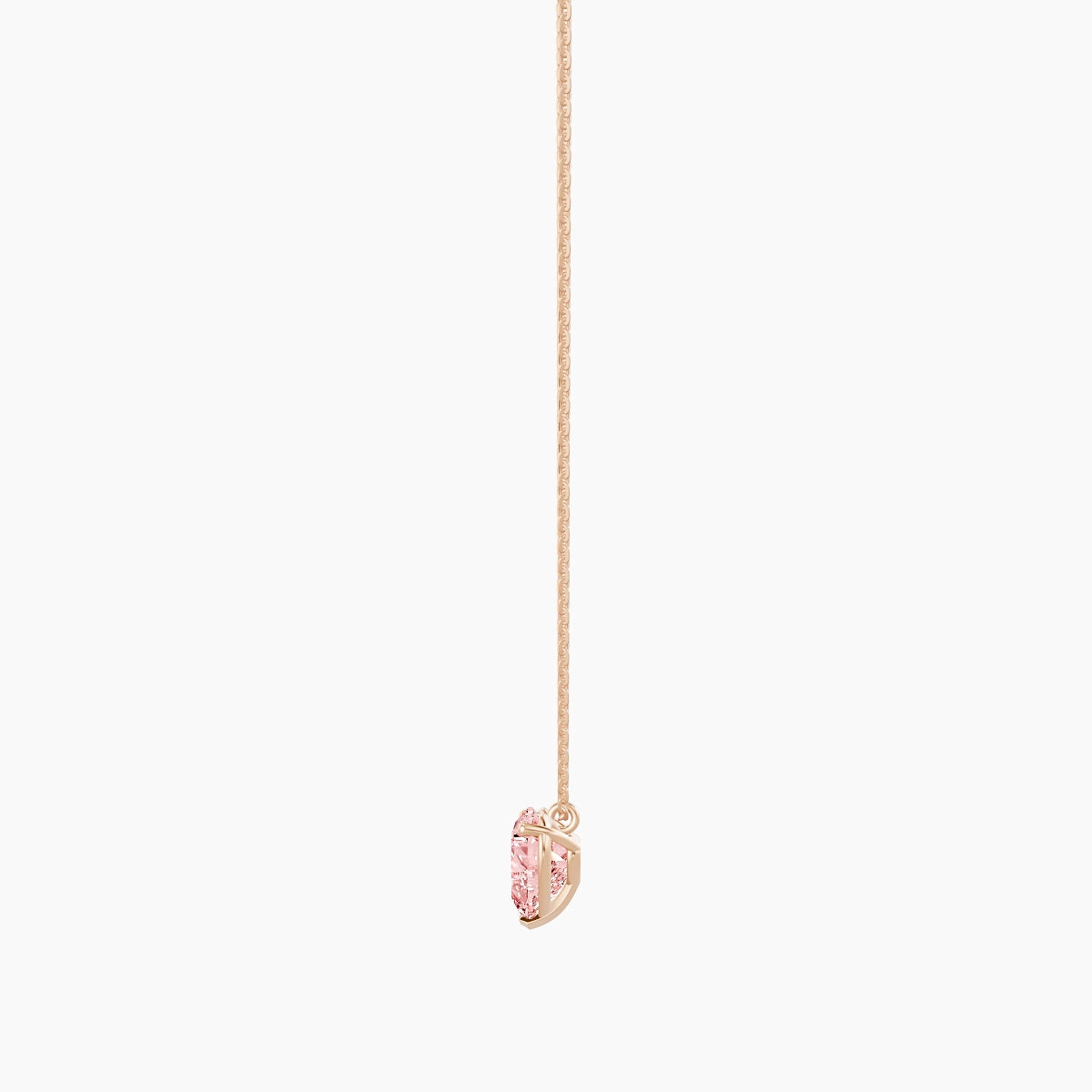 Hanging Solitaire | 18k Rose Gold 2 ct Pink Lab Diamond Heart Pendant