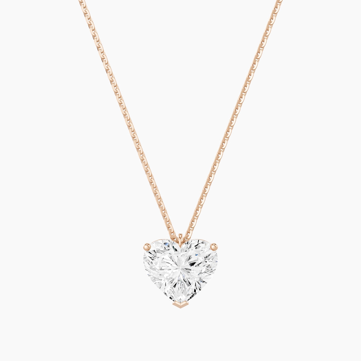 Hanging Solitaire | 18k Rose Gold 2 ct White Lab Diamond Heart Pendant