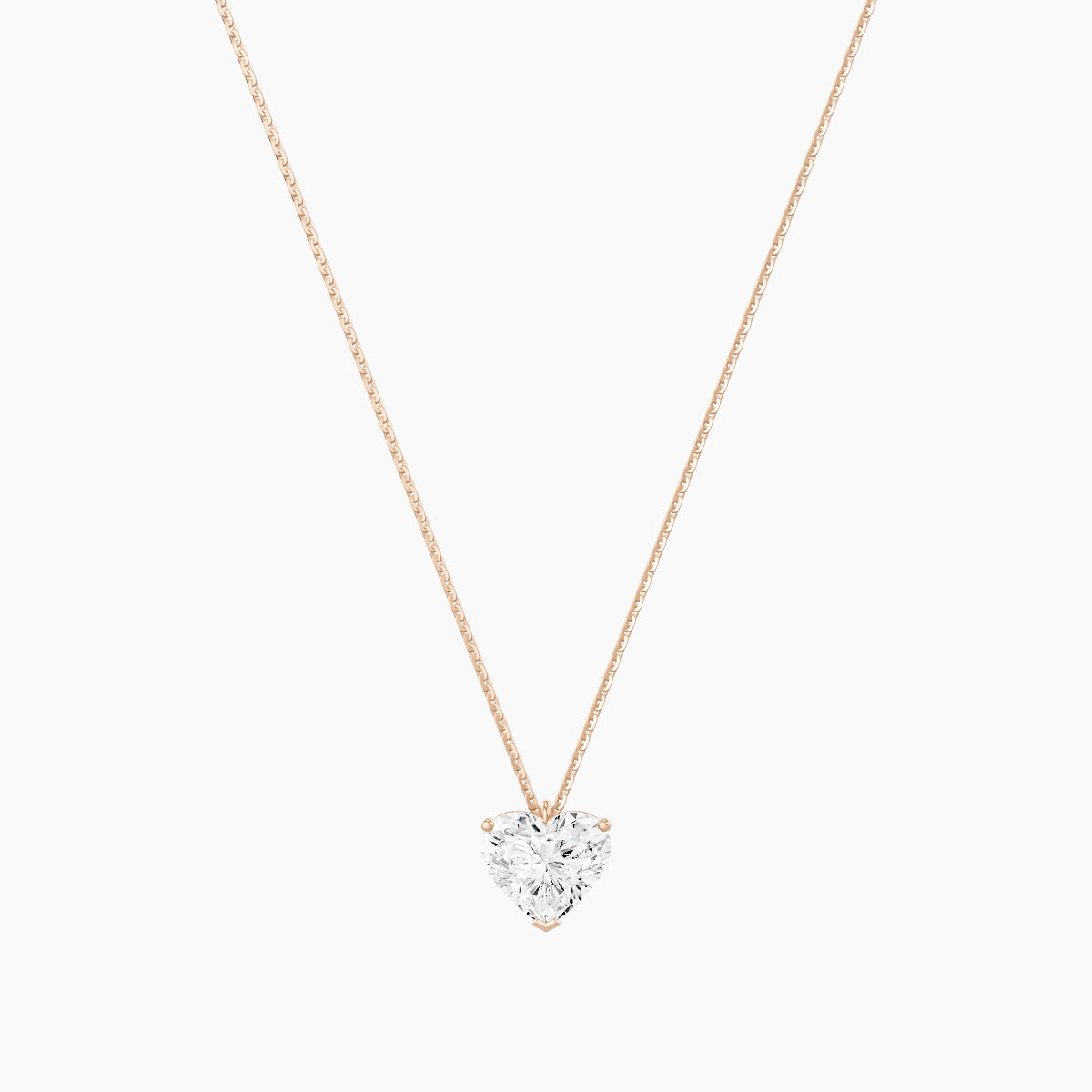 Hanging Solitaire | 18k Rose Gold 2 ct White Lab Diamond Heart Pendant