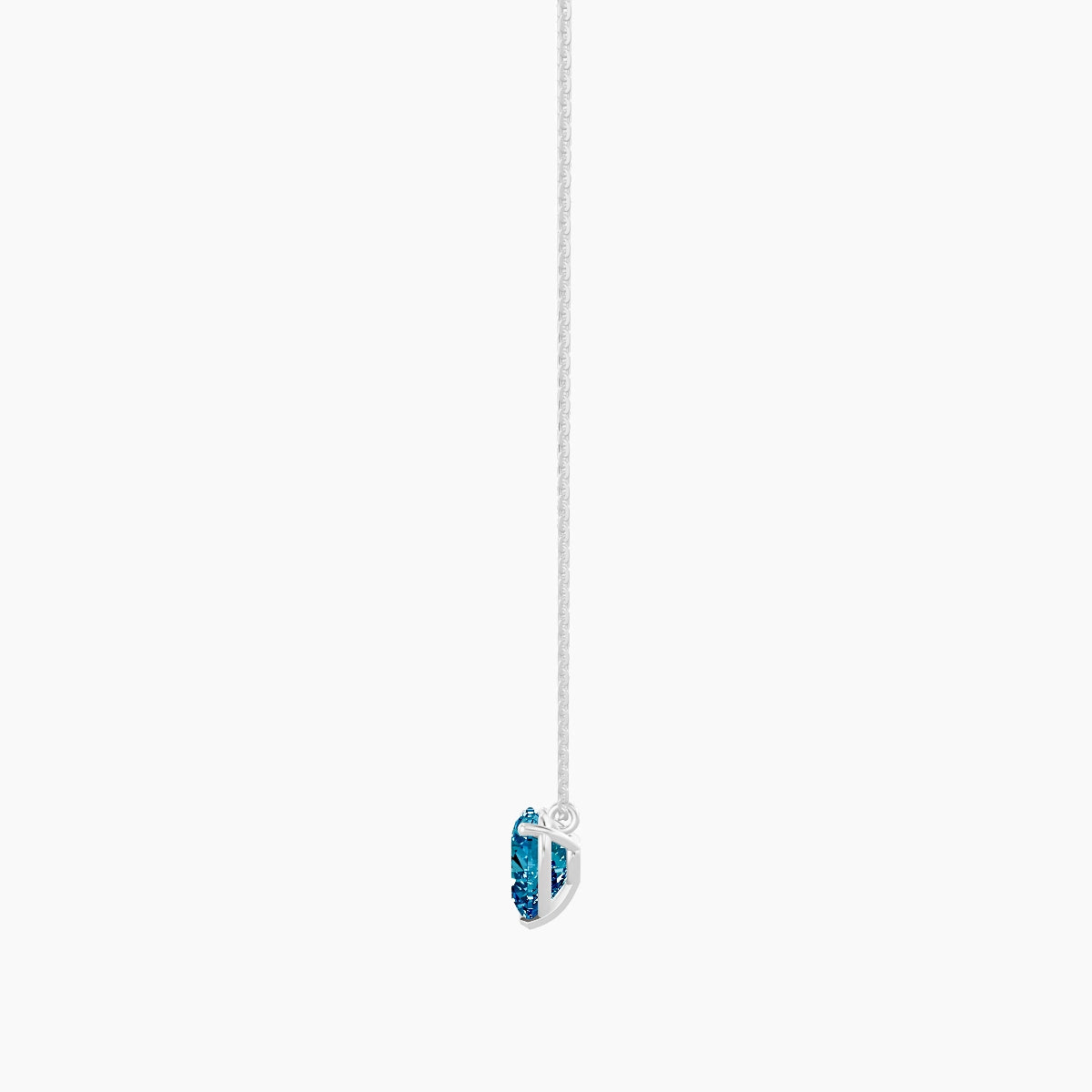 Hanging Solitaire | 18k White Gold 2 ct Blue Lab Diamond Heart Pendant