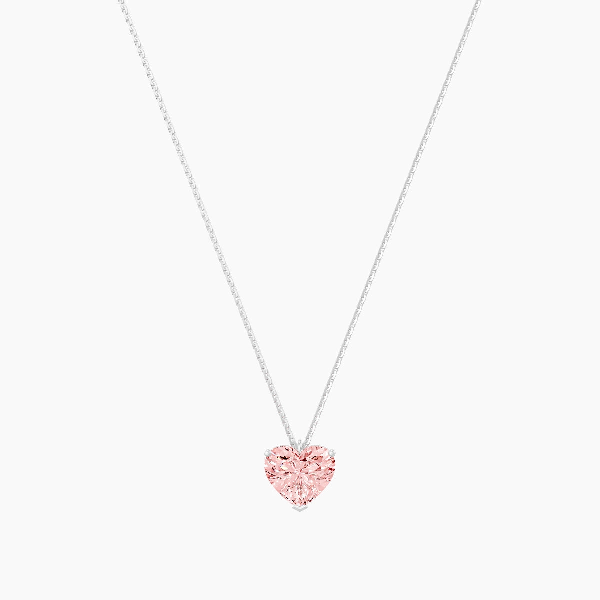 Hanging Solitaire | 18k White Gold 2 ct Pink Lab Diamond Heart Pendant
